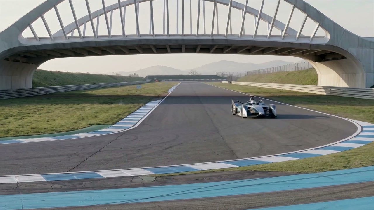 Formula E car on track in Inhale